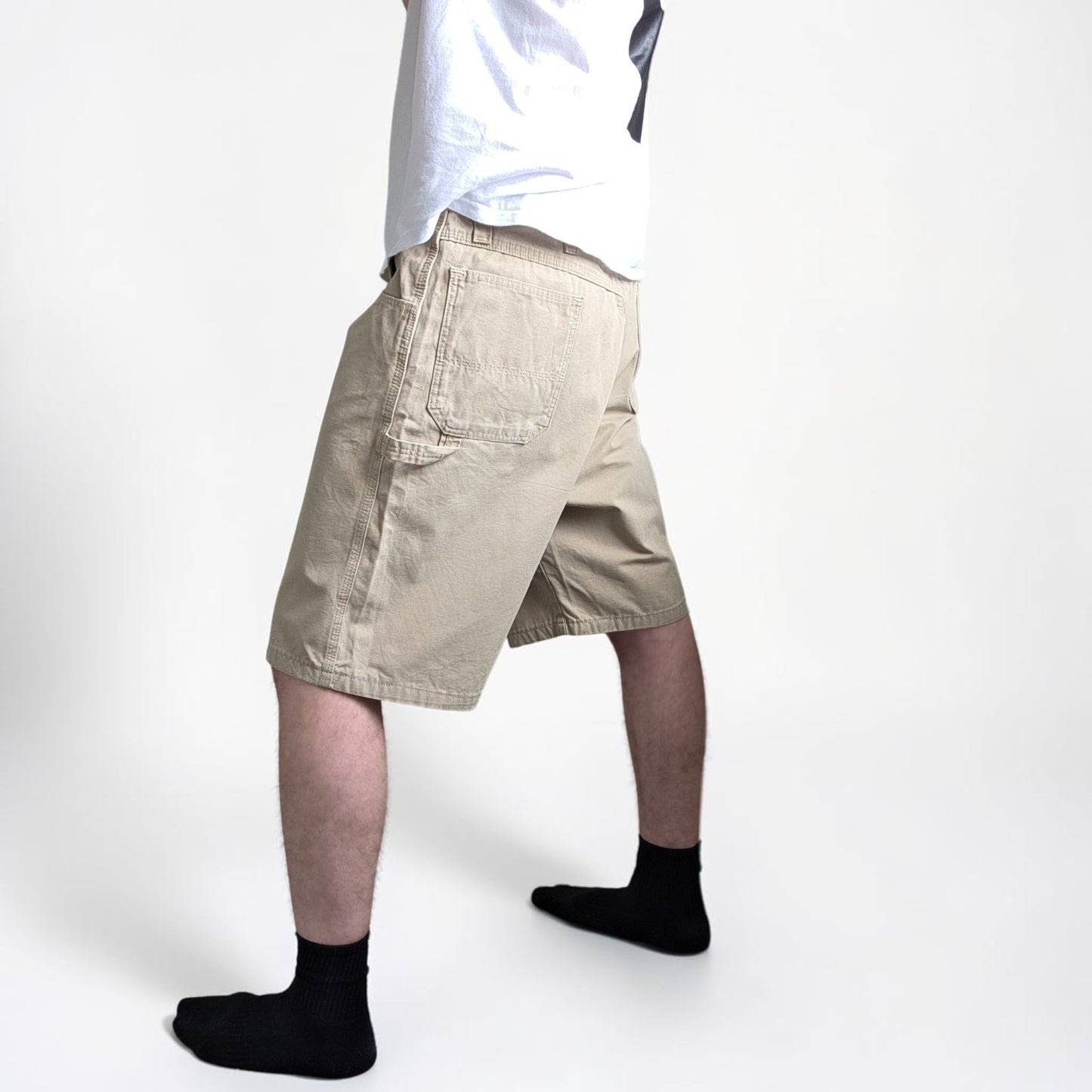 Wrangler Carpenter Shorts W38 Beige Workwear Utility Cargo Shorts Mens Cotton