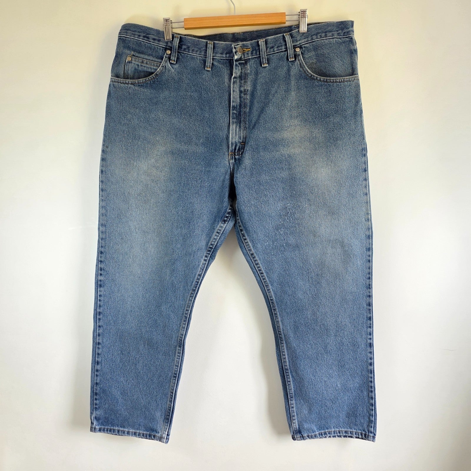 Vintage Wrangler Relaxed Fit Jeans W44 L30 Blue Denim Straight Leg 100% Cotton