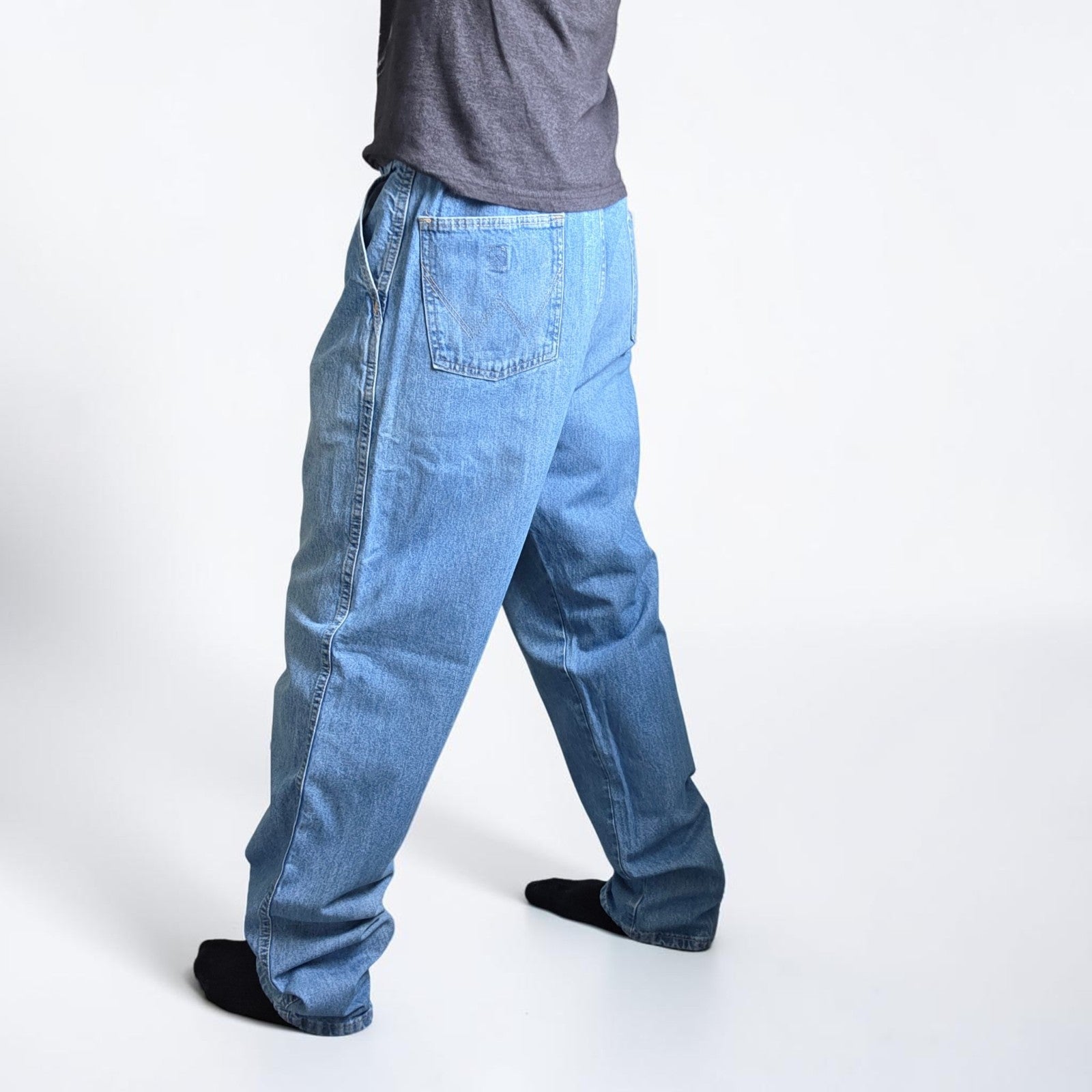 Vintage Wrangler Rugged Wear Carpenter Jeans W35 L35 Relaxed Fit Blue Workwear