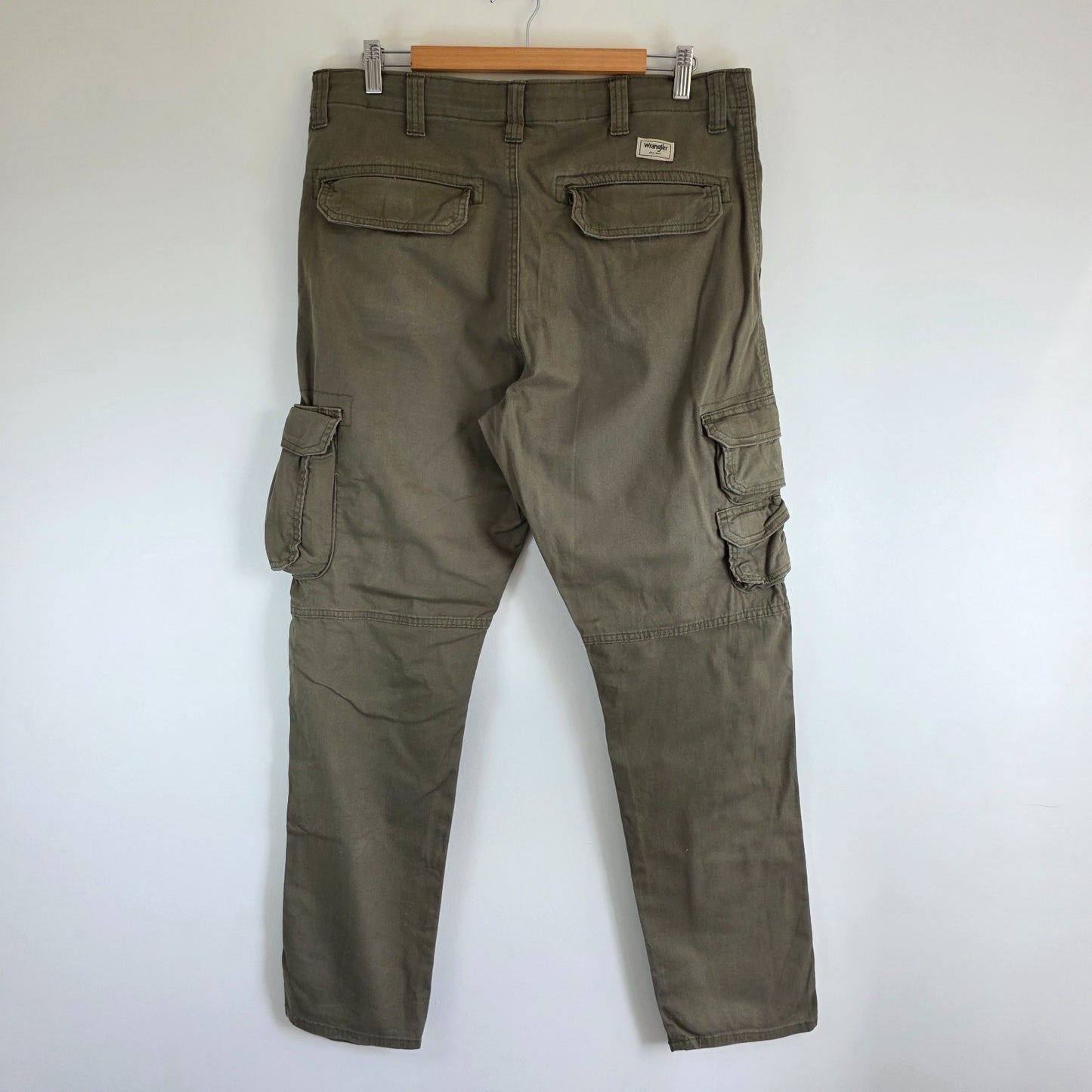 Wrangler Cargo Trousers W36 L32 Green Regular Taper Stretch Utility Combat Pants