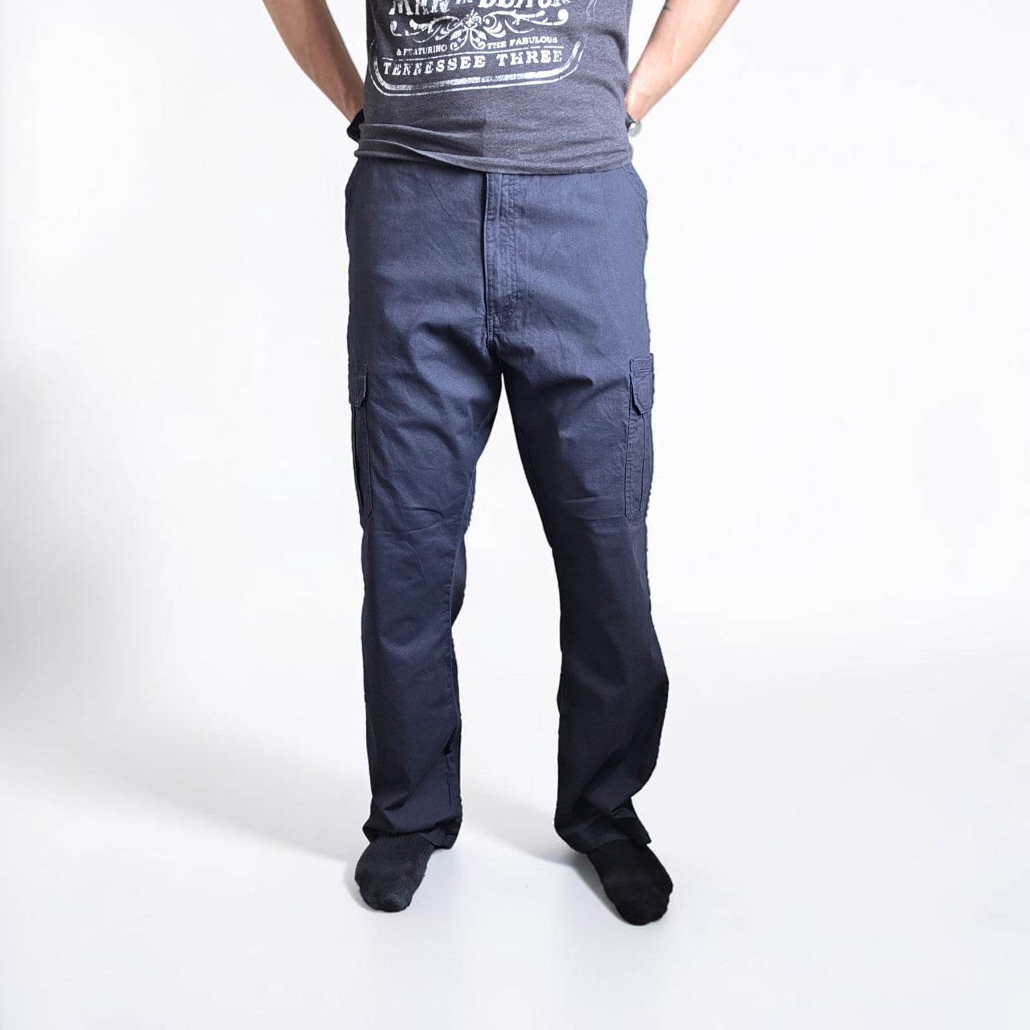 Wrangler Cargo Trousers Mens W38 L32 Navy Relaxed Fit Utility Combat Workwear