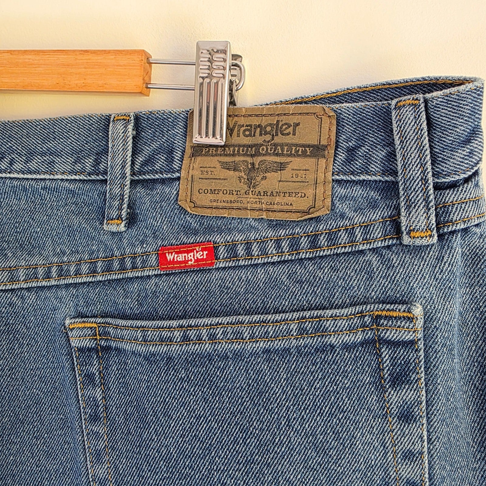 Vintage Wrangler Relaxed Fit Jeans W44 L30 Blue Denim Straight Leg 100% Cotton