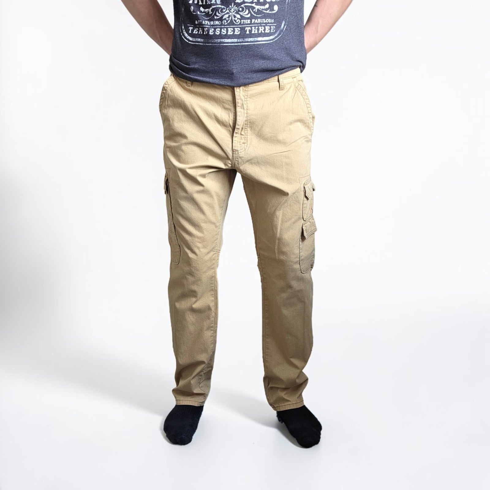 Wrangler Cargo Combat Trousers Mens W36 L32 Beige Regular Taper Military Utility