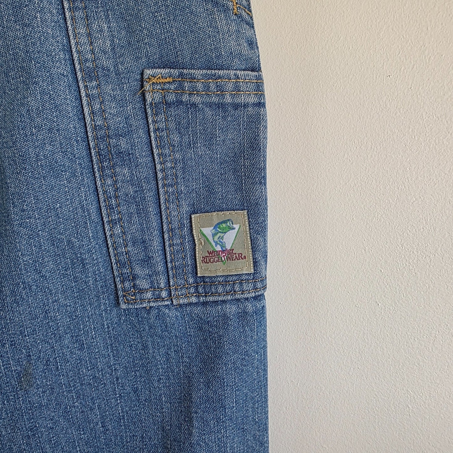 Vintage Wrangler Rugged Wear Carpenter Jeans W35 L35 Relaxed Fit Blue Workwear