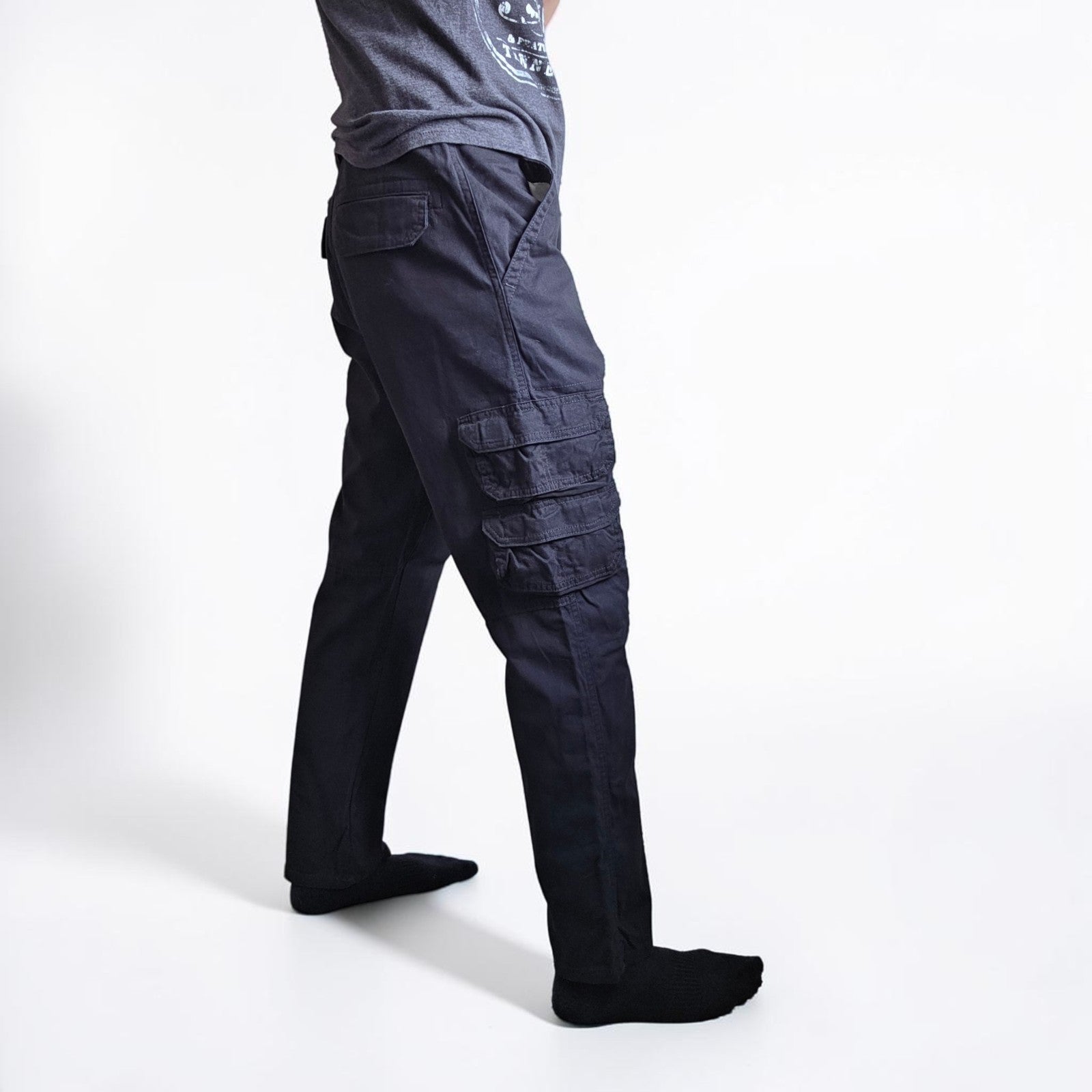 Wrangler Cargo Trousers Mens W36 L30 Black Regular Taper Combat Military Utility