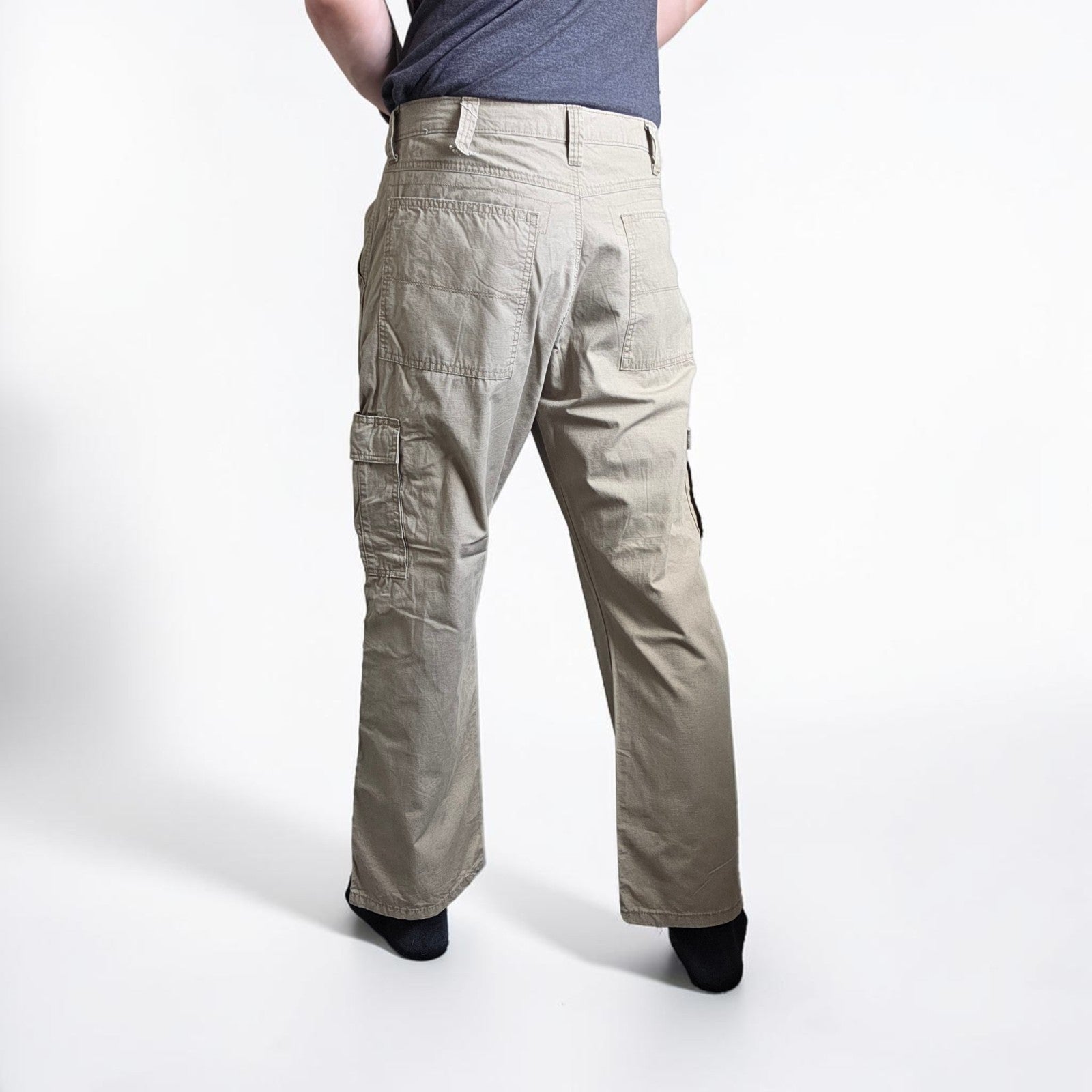Wrangler Cargo Trousers Mens W36 L29 Beige Relaxed Fit Utility Combat Workwear