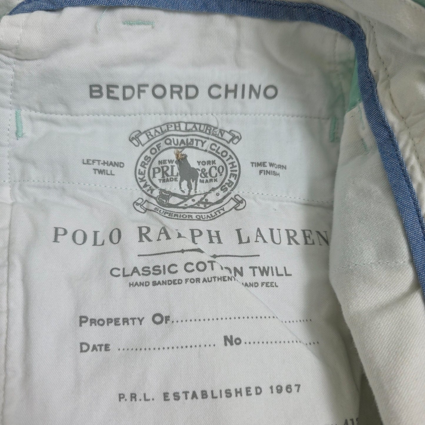 Polo Ralph Lauren Bedford Chino W39 L28 Mint Green Preppy
