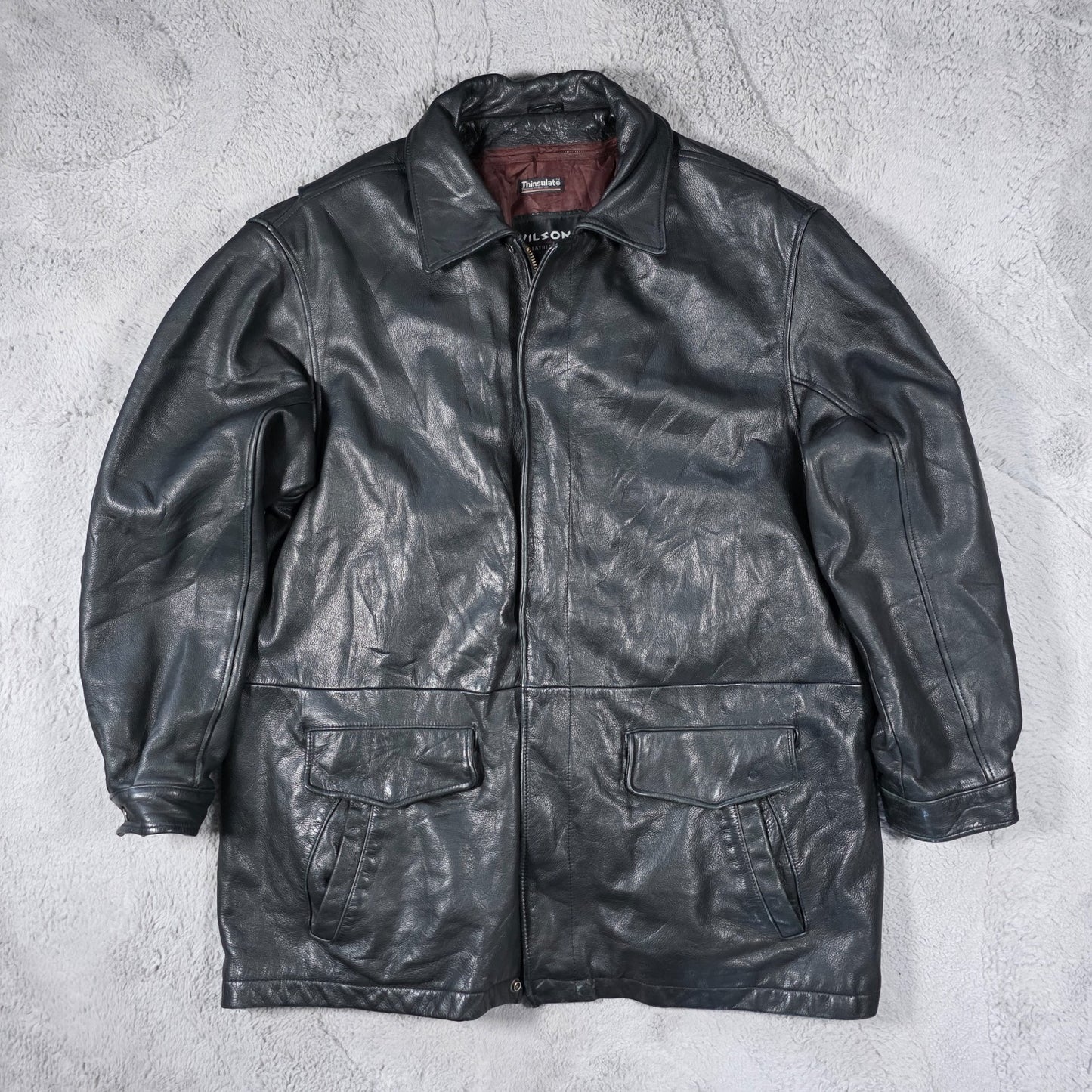 Wilsons Leather Jacket Men’s XL Black Genuine Leather Thinsulate Lined