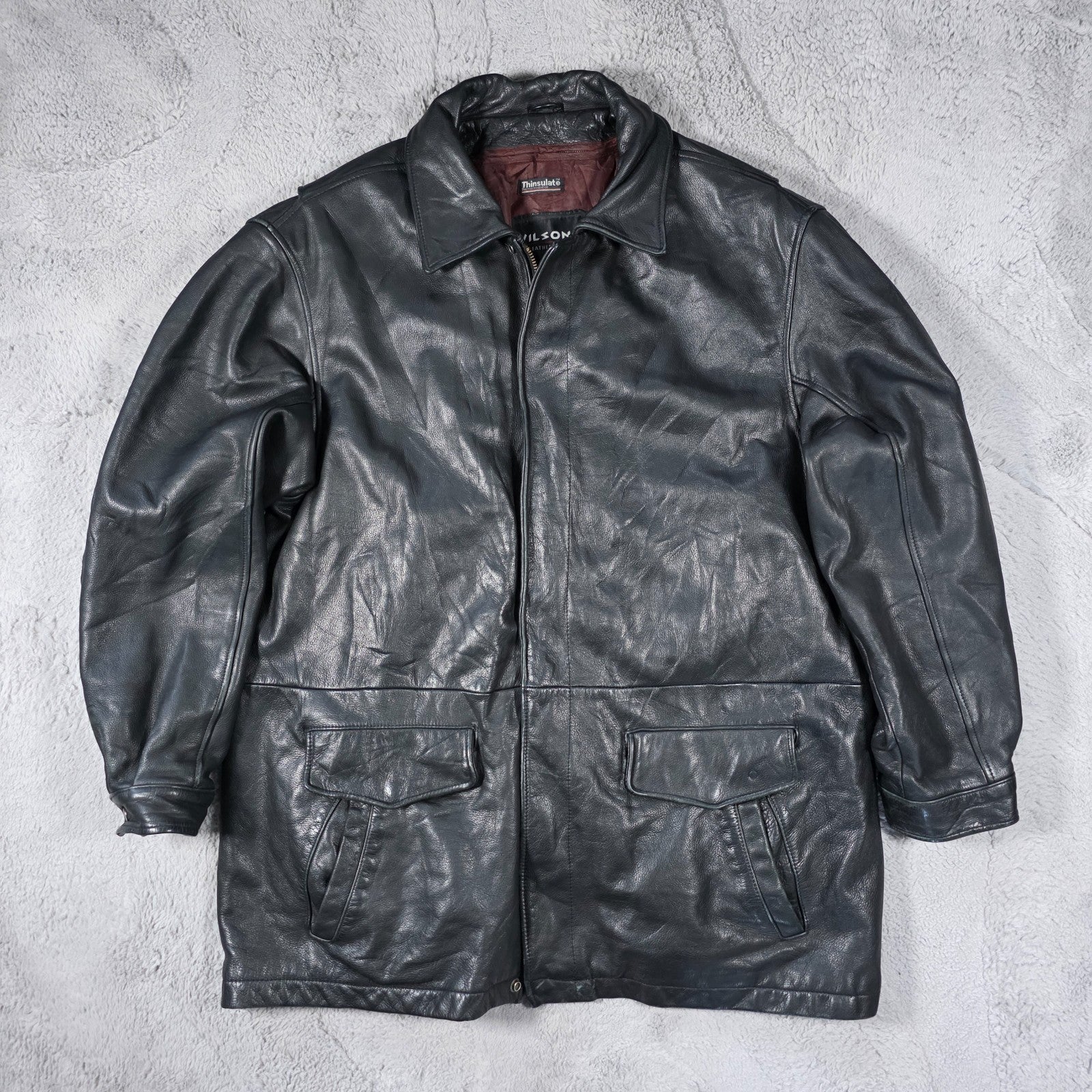 Wilsons Leather Jacket Men’s XL Black Genuine Leather Thinsulate Lined