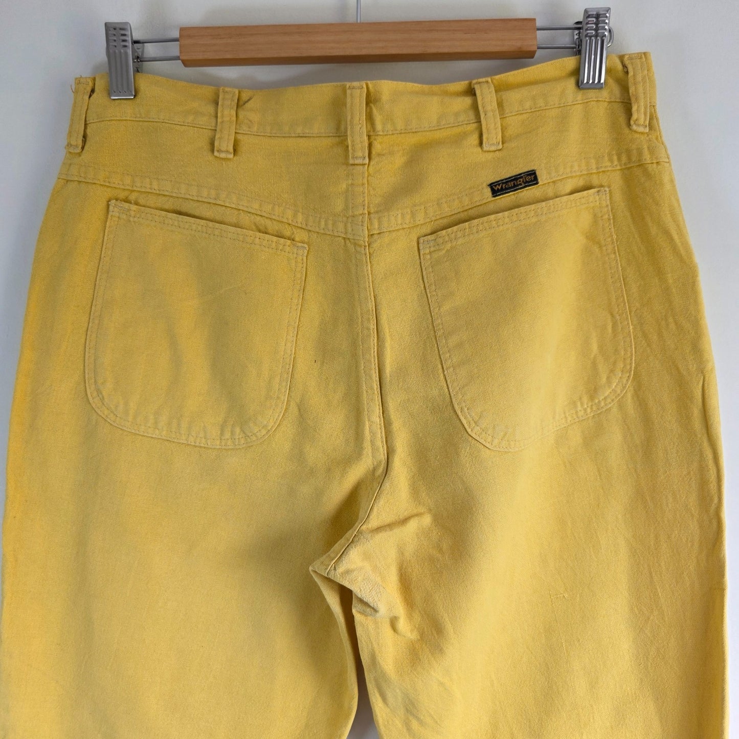 Vintage Wrangler Trousers W32 L28 Yellow Cotton Linen Summer Casual Men's