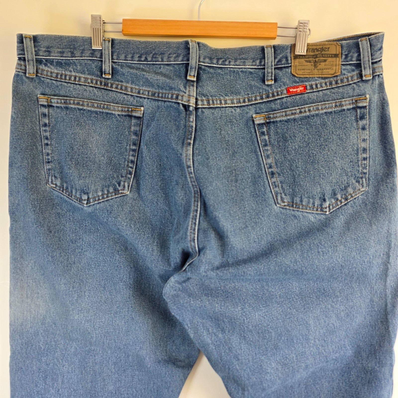 Vintage Wrangler Relaxed Fit Jeans W44 L30 Blue Denim Straight Leg 100% Cotton